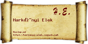 Harkányi Elek névjegykártya